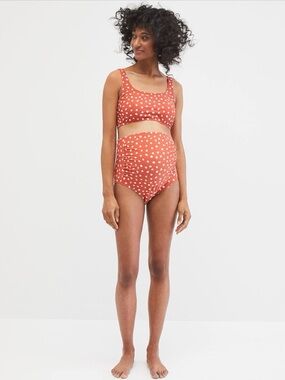 Beach Bump Bikini Orange and White Polka Dot Size M